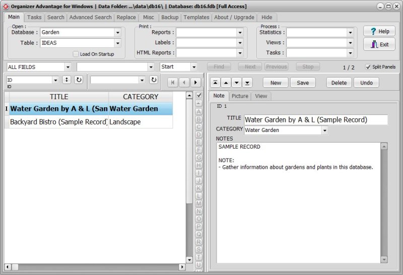 Garden Plant Cataloging Software for Windows PCs notes
